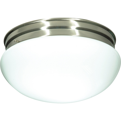Nuvo Lighting 60/406  2 Light CFL - 12" - Large White Mushroom - (2) 18W GU24 Lamps Included in Brushed Nickel Finish